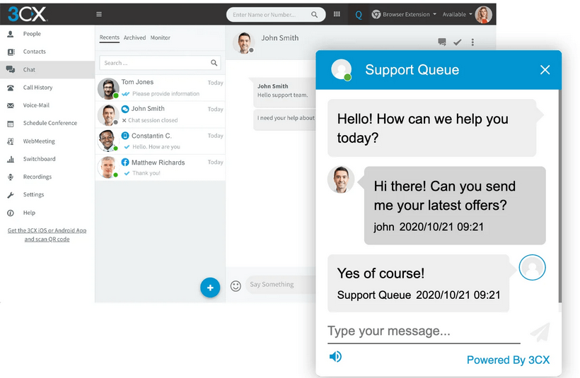 3CX phone system LIVE CHAT